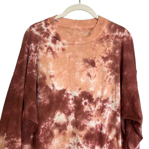 Free People We The Free Tie Dye Long Sleeve Tee Large Cabernet Combo Oversized - Picture 2 of 6